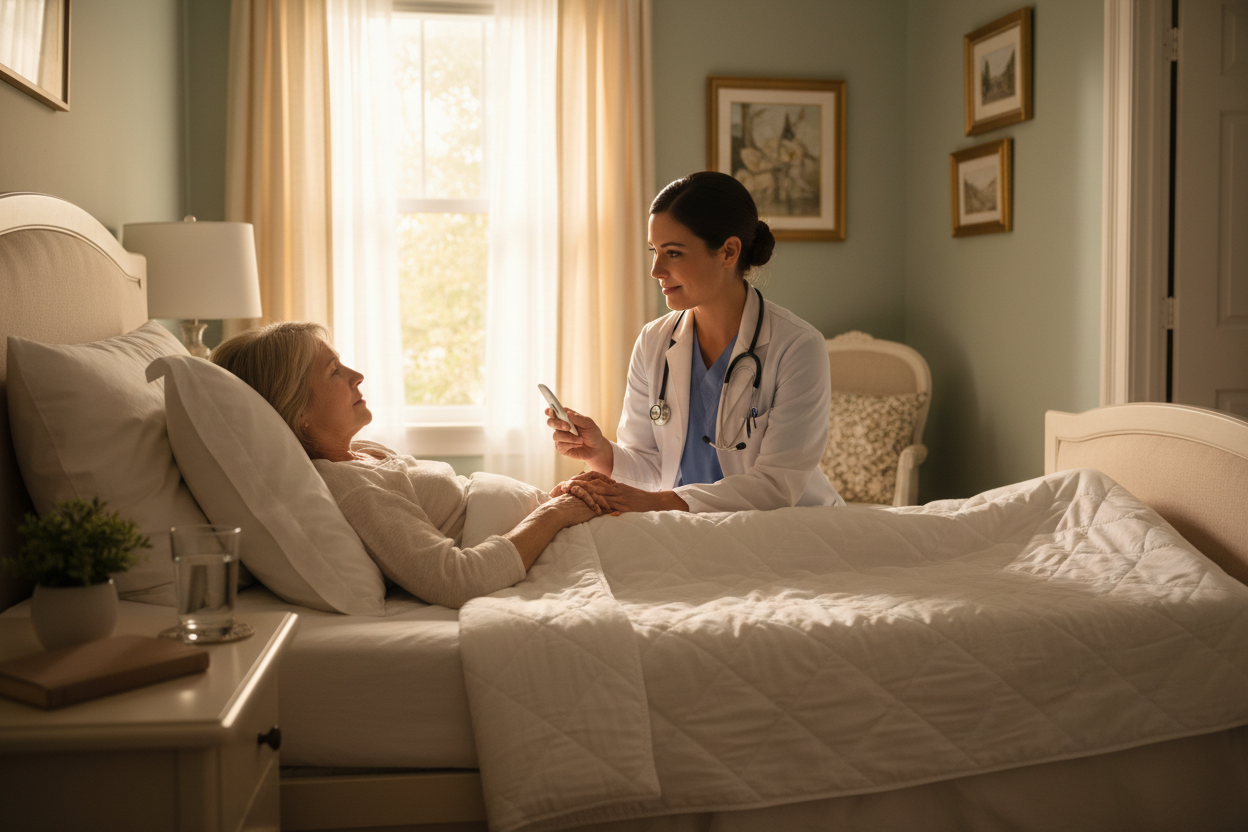 PATIENT ILL ON BED WITH NURSE